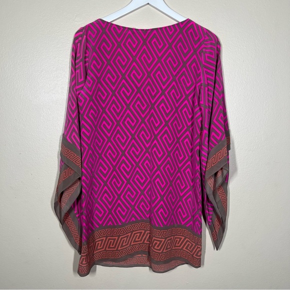 Alice & Trixie Womens Pink Orange Geometric Print Silk Tunic Top Size Small - Picture 7 of 9